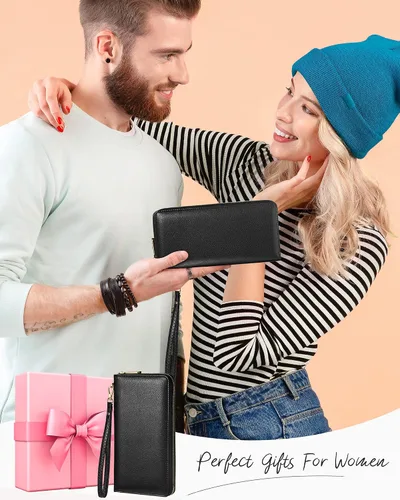 Miniatura 7 de Chelmon - Monedero para mujer de cuero genuino con bloqueo de señal RFID, para tarjetas de crédito