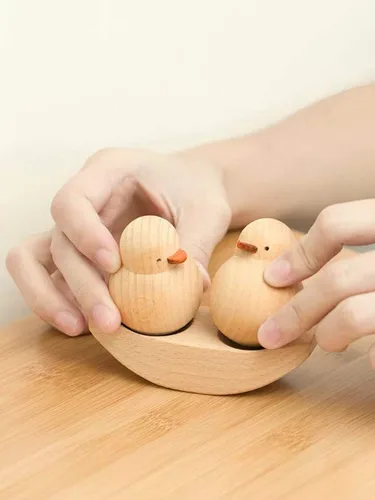 Miniatura 5 de Decoración del hogar, decoración decorativa, amistad, esculturas de animales de pato talladas a mano, adorno de estatua de madera, regalo creativo