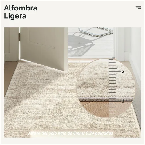 Miniatura 7 de Alfombra de pasillo Soalmost 2'6" x 10' lavable, alfombra antideslizante para cocina, baño, lavandería, alfombras vintage ultra delgadas para Beige