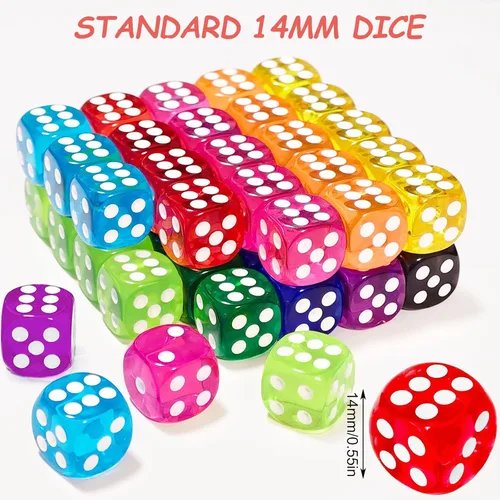 Miniatura 3 de Juego de 500 dados de colores a granel de 0.55 pulgadas, 6 caras, dados estándar para aula, enseñanza, juego de mesa, juego y rodar, 10