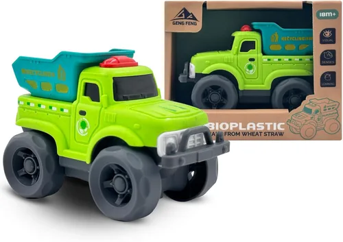 Aigitoy Juguetes de auto para niños y niñas de 1 a 3 años, camión de reciclaje verde, sin BPA, sin ftalatos, PVC, plástico reciclado, juguete para