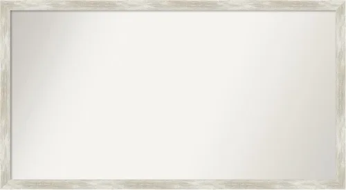 Amanti Art Silver Bathroom Mirror for Over Sink, 22x40 Custom Made Crackled Metallic Narrow Rectangle Vanity Mirror, Large Casual Wood Frame, Hangs