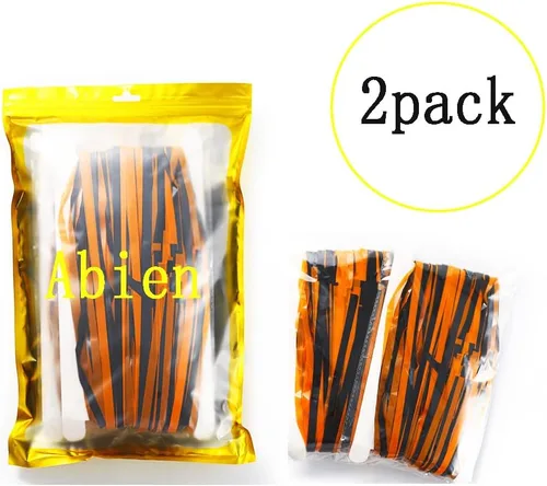 Miniatura 3 de Abien Cortinas de flecos de aluminio naranja y negro, serpentinas para fiesta de Halloween, suministros de fiesta para fiesta de Halloween, fiesta
