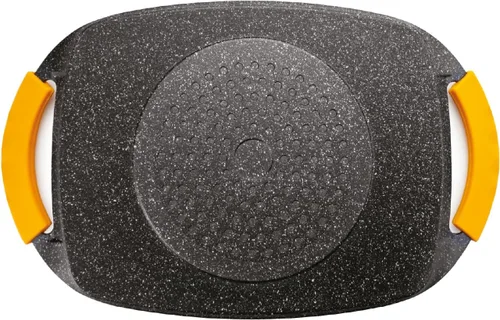 Miniatura 3 de IBILI Placa de parrilla ondulada, aluminio fundido, negro/amarillo, 14.2 x 8.9 x 1.3 in