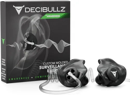 Decibullz Juego de auriculares de vigilancia para radio de dos vías de seguridad moldeados a medida, diseño termoajustable diseñado para radios de