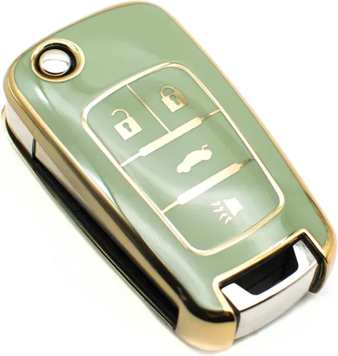 Miniatura 9 de FEYOUN Funda para llavero compatible con Buick Encore Chevy Chevrolet Camaro Equinox Impala Sonic Trax GMC Terrain Flip 4 botones TPU remoto sin