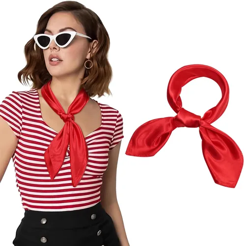 AWAYTR Bufanda de satén para el cuello de 23.6 pulgadas, bufanda de pelo pequeño para mujer, bufanda de seda para la cabeza, disfraz bandana para