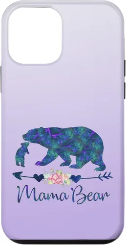 Miniatura 16 de Teal Blue Purple Floral Mama Bear and One Cub Silver Purple Case for iPhone 17
