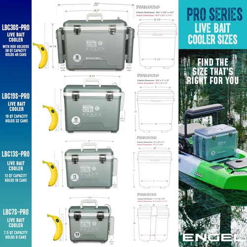 Miniatura 2 de ENGEL - Enfriador de cebo vivo PRO para pesca - Cubo portátil de pececillos y cebo con aireador recargable de iones de litio Canela