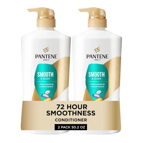 Pantene Acondicionador, Suave y Sedoso - Control del Frizz con Antioxidantes, Nutritivo para Todo Tipo de Cabello - Rizado, Seco, Tratado con Color,