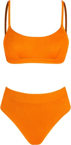 Miniatura 11 de CUPSHE Conjunto de bikini de dos piezas para mujer, traje de baño de cintura alta con cuello redondo