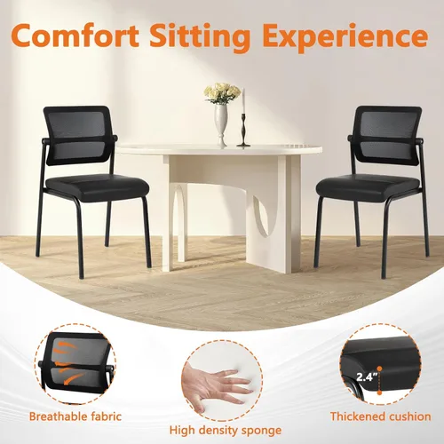 Miniatura 8 de CLATINA Silla apilable para sala de espera con respaldo de malla ajustable, sillas de recepción de invitados de oficina sin brazos con cojín