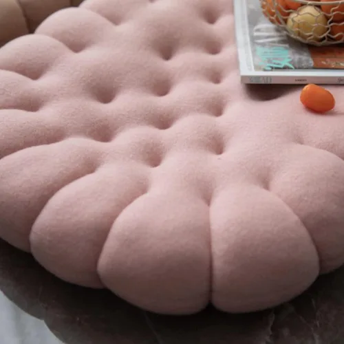 Miniatura 3 de Almohada ovalada de 20 x 16 pulgadas, cojín de suelo grueso, cojín decorativo de tatami de galleta de albaricoque, decoración de felpa