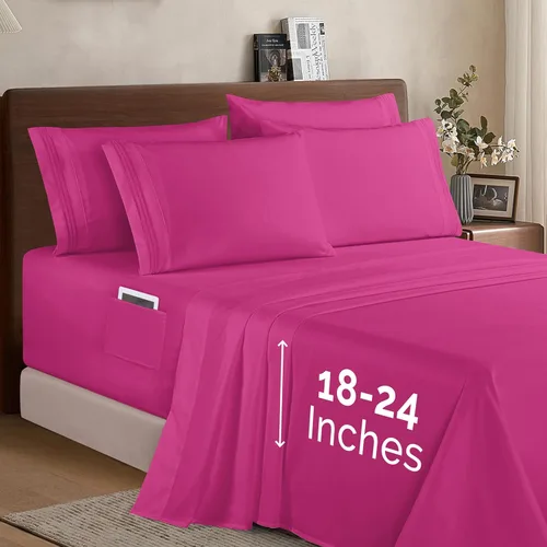 Miniatura 57 de Elegant Comfort - Juego de ropa de cama resistente a arrugas y decoloración más acogedor, sábana bajera elástica en todo el contorno, bolsillo