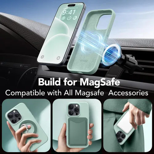 Miniatura 95 de GONEZ Funda de silicona para iPhone 15 Pro Max, compatible con Magsafe, protector de cámara + protector de pantalla, forro de microfibra suave