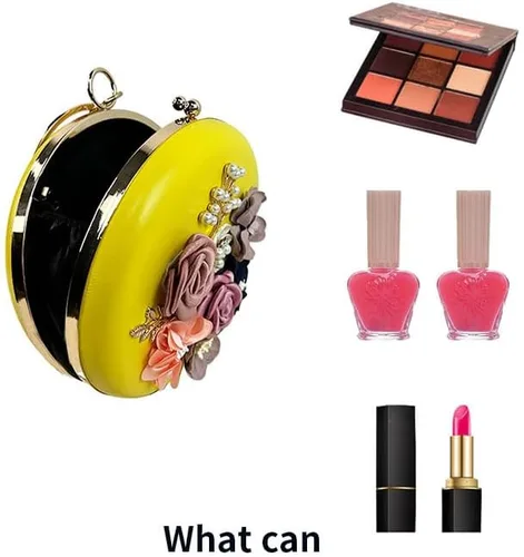 Miniatura 6 de Bolso de mano para mujer 3D rosa nude floral bolso de mano Hecho a mano con perla Boda nupcial diurna fiesta de noche