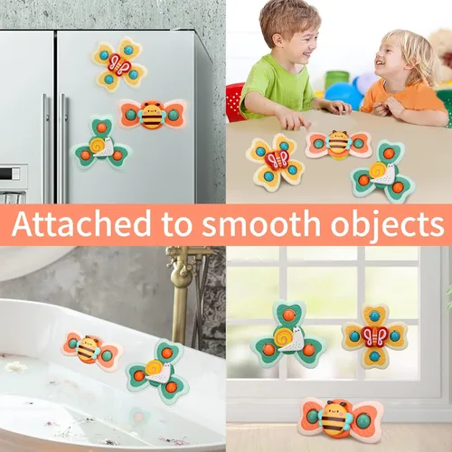 Miniatura 3 de LZZAPJ Juguetes giratorios de aprendizaje sensorial para niños pequeños de 1 a 3 años, bebés de 6 a 12 a 18 meses, juguete giratorio con ventosa