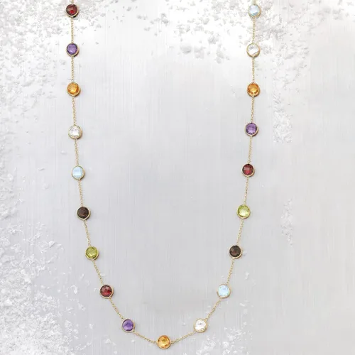 Miniatura 6 de Ross-Simons 13.80 ct. t.w. Bezel-Set Multi-Gemstone Station Necklace in 14kt Yellow Gold