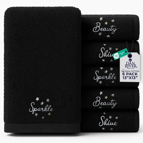 Miniatura 35 de DAN RIVER Paquete de 12 toallas faciales 100% algodón de alta calidad para baño, paños reutilizables para ducharse, 12 x 12 pulgadas, paños de lujo