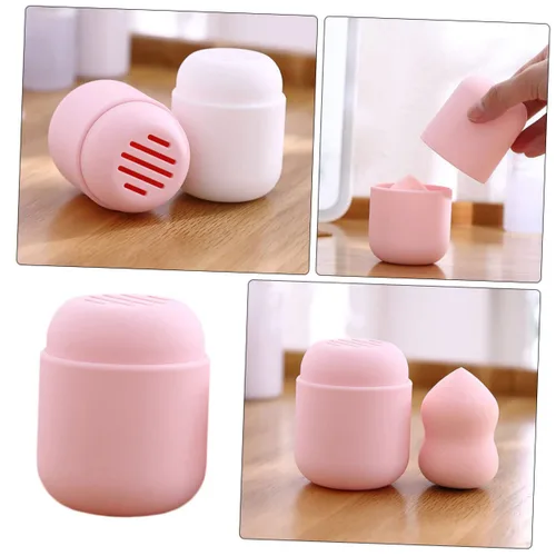 Miniatura 2 de Caja de almacenamiento de soplo de polvo, contenedores rosados, esponja de belleza, maquillaje rosa, portátil, esponjas para maquillaje, esponjas