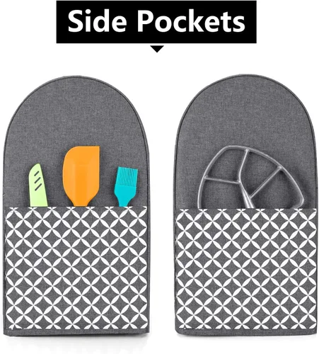 Miniatura 4 de Yarwo Funda para batidora de pie compatible con batidora KitchenAid de 6-8 cuartos, cubierta protectora contra el polvo con asa superior y bolsillos