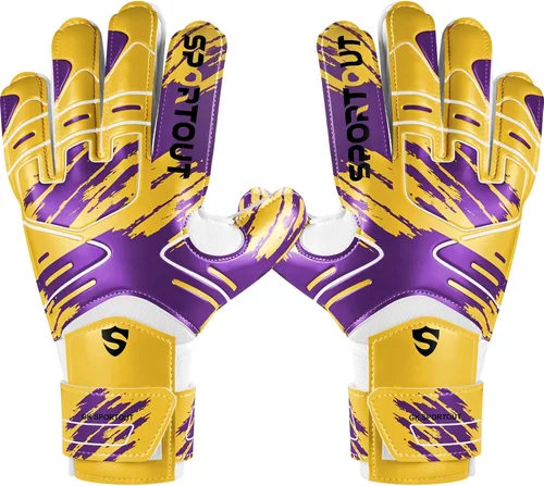 Miniatura 12 de Sportout Guantes de portero para jóvenes y adultos, agarre fuerte para las paradas más difíciles, con protección en los dedos y látex de 4+3MM