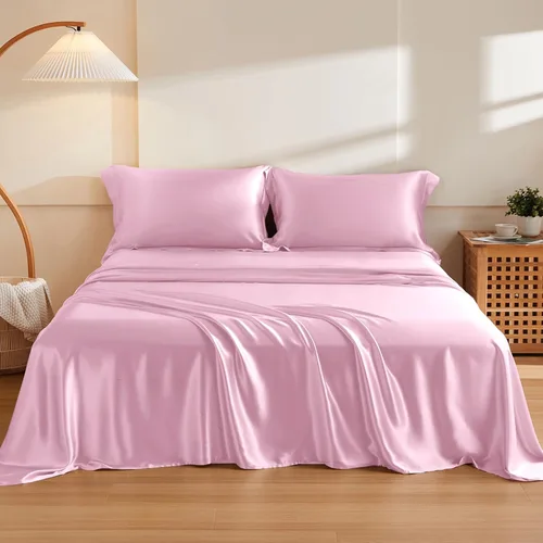 Miniatura 10 de THXSILK Juego de sábanas de seda de 4 piezas, sábanas de seda de morera 100% natural de grado superior 6A+, juegos de ropa de cama de lujo, ultra