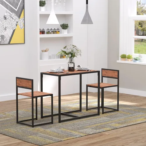 Miniatura 8 de HOMCOM Juego de mesa de comedor pequeña para 2, juego de mesa y sillas de cocina, juegos de comedor compactos para espacios pequeños, color marrón
