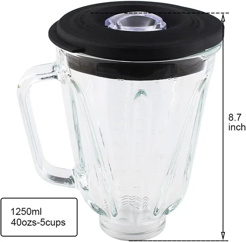 Miniatura 2 de Piezas de repuesto 5cups Tarro de vidrio con collar y cuchilla SPB-7CH-LR, compatible con licuadora Cuisinart