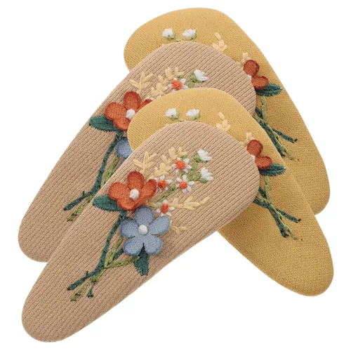 2 pares de pasadores de horquilla para niña, accesorios para el cabello, clips para pasadores para pinzas de flores de tela vintage fina para niñas