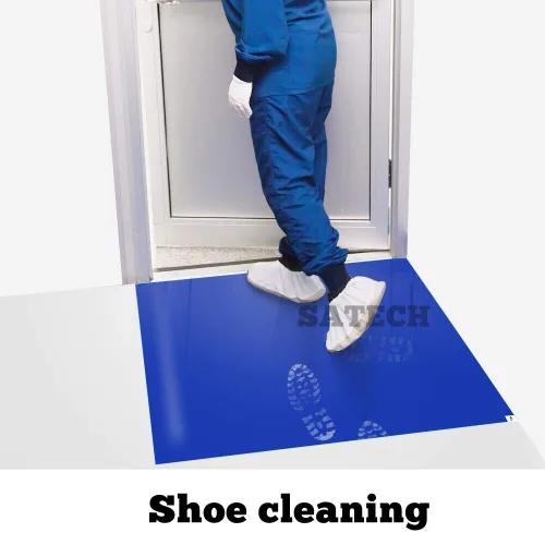 Miniatura 4 de SATECH Alfombrilla adhesiva/pegajosa/adhesiva de 18 x 36 pulgadas azul (caja de 4 alfombrillas, 30 hojas cada una) para salas blancas, laboratorios