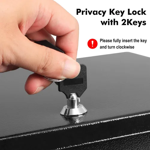 Miniatura 5 de KYODOLED Caja de documentos ignífuga con cerradura de llave, caja de almacenamiento grande y segura para objetos de valor, caja de seguridad