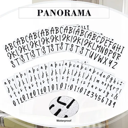 Miniatura 3 de Sepamoon 552 calcomanías de letras, 8 hojas autoadhesivas de vinilo del alfabeto, calcomanías de números de buzón impermeables para manualidades