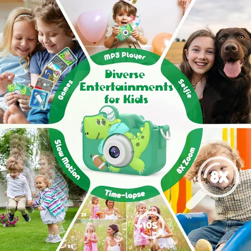 Miniatura 6 de Juguetes de cámara para niños, cámara digital para niños de 3 a 8 años, juguetes de dinosaurio de viaje, regalo de cumpleaños de Navidad para niños