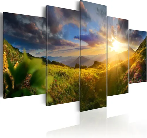 Miniatura 26 de artgeist Lienzo acústico para pared, diseño de montañas de la naturaleza, 80 x 40 pulgadas, 5 piezas con impresión de sonido de espuma acústica