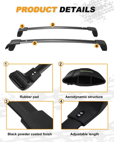 Miniatura 3 de Barras transversales mejoradas para Hyundai Santa Fe 2019-2023, barras transversales de techo antirrobo para equipaje, kayak, esquí, bicicleta