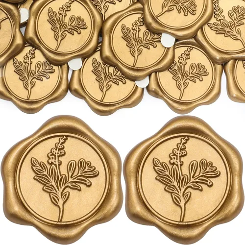 Miniatura 15 de SWANGSA 50 Pcs 3D Bow Wax Seal Stickers, Antique Gold Self Adhesive Wax Seal Stickers for Wedding Party Invitations, Envelopes, Greeting Cards, Gift