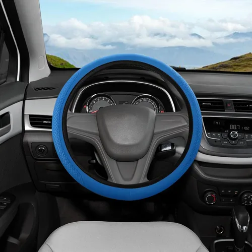 Miniatura 22 de Funda de volante de automóvil, funda de volante de carbono de 15 pulgadas, accesorios de volante antideslizantes transpirables para hombres