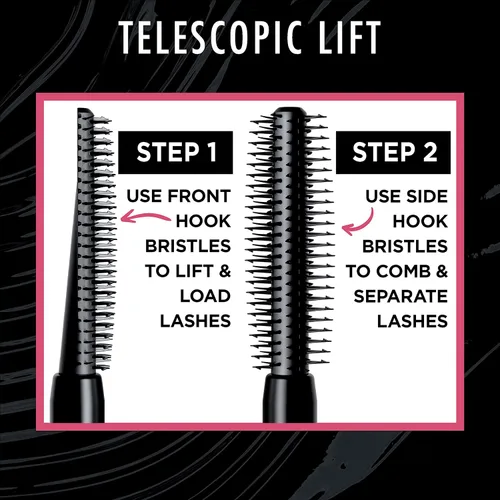 Miniatura 7 de L'Oréal Paris Telescopic Lift Máscara Lavable, Maquillaje de Ojos Alargador y Voluminizador, Levantamiento de Pestañas con hasta 36 HR de Uso, Negro