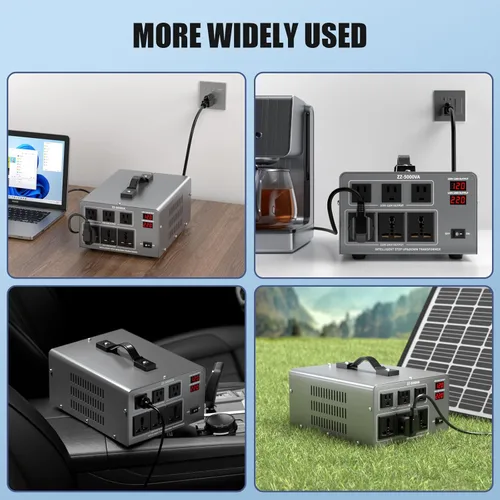 Miniatura 7 de Transformador convertidor de voltaje de 5000 W, elevador y descendente, 110 V/120 V a 220 V/240 V, reconocimiento automático de voltaje, convertidor