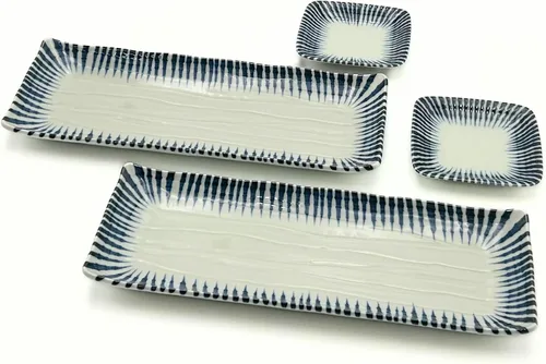 Miniatura 12 de Platos japoneses para servir, platos de 5 pulgadas, azul y blanco, juego de 4 4 unidades redondas de 5 pulgadas