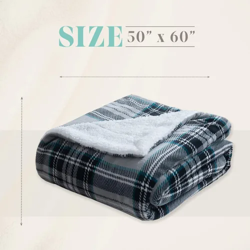 Miniatura 3 de Manta Elegant Comfort, reversible de franela sherpa, ultrasuave, peluda, acogedora y afelpada - Manta decorativa ligera para todas las estaciones