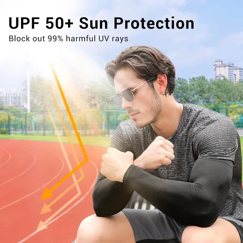 Miniatura 2 de 2 pares de mangas de compresión con protección UV para hombres, mujeres y jóvenes, cubierta de tatuaje, UPF 50