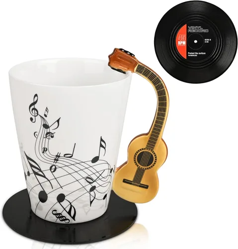 Maustic Taza de guitarra, regalos de guitarra para guitarristas, regalos para profesores de música, regalo de cumpleaños de Navidad para amantes de