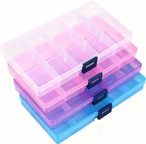 Miniatura 14 de IOOLEEM Caja organizadora de cuentas de plástico de 15 rejillas, caja de almacenamiento de contenedores, divisores para artes y manualidades