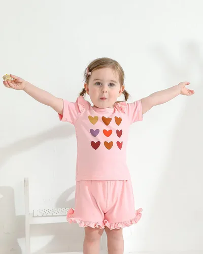 Miniatura 3 de Mioglrie Ropa para bebé niña con volantes y pantalones cortos, conjunto de ropa para niñas pequeñas