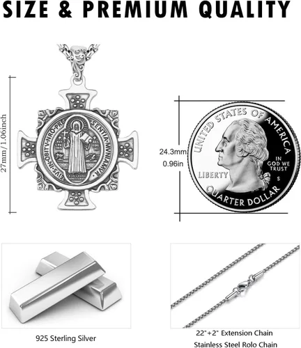 Miniatura 328 de Collar de plata de ley 925 con medalla de San Patrón, colgante de protección católica, amuleto, joyería religiosa para hombres y mujeres
