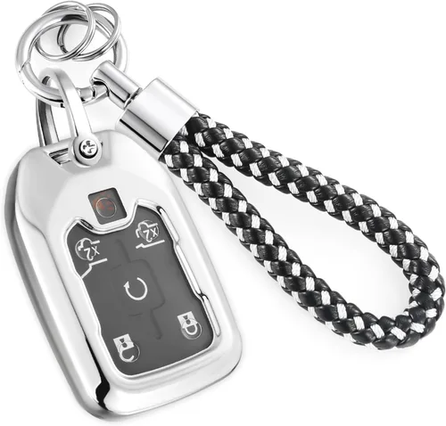 Miniatura 29 de Funda para llavero GMC con llavero de cuerda trenzada de metal antipérdida, exquisita funda suave para Tahoe Acadia Terrain Yukon Yukon XL Silverado