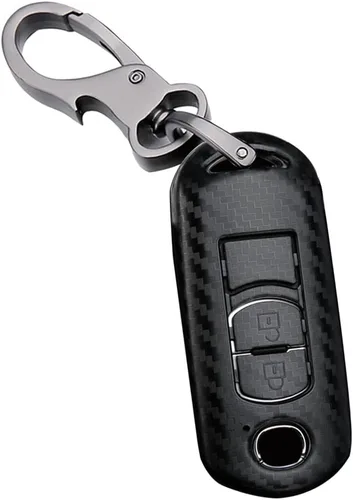 Miniatura 8 de ontto Llavero de coche de 2 botones para Mazda 3 6 CX-3 CX-5 CX-7 CX-9 MX-5 Llavero Luz Textura de Carbono Cubierta de Llave Remoto Inteligente Negro
