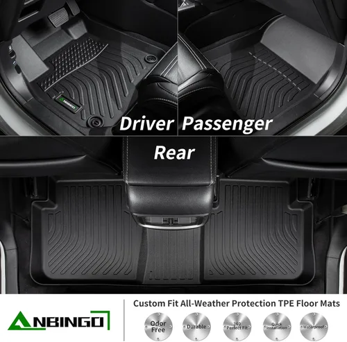 Miniatura 2 de ANBINGO - Tapetes para el piso para automóvil, impermeables, aptos para todo tipo de clima, resistentes, protectores de piso de TPE, para filas